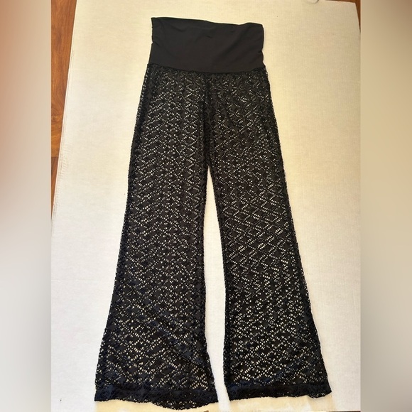 Bongo black swimwear cover up pants w/ thick elastic foldable waistband Sz-M. L2 - Picture 6 of 10